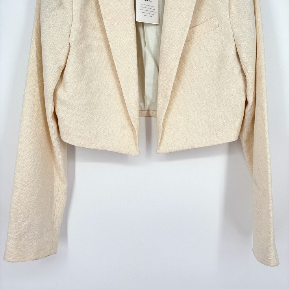 NWT ALC Andrews Cropped Open Blazer Sz 12 Cream Linen Tailored Chic *Flaw - Picture 7 of 16
